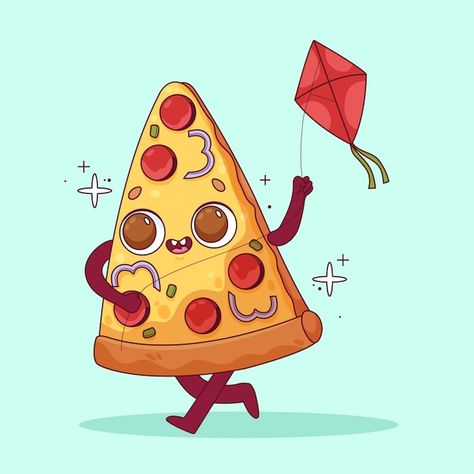 Pizza Character, Pizza Illustration, Pizza Cartoon Illustrations, Pizza Cartoon, Naan Pizza, Vector Hand, Mascot Design, Food Illustrations, Cartoon Illustration