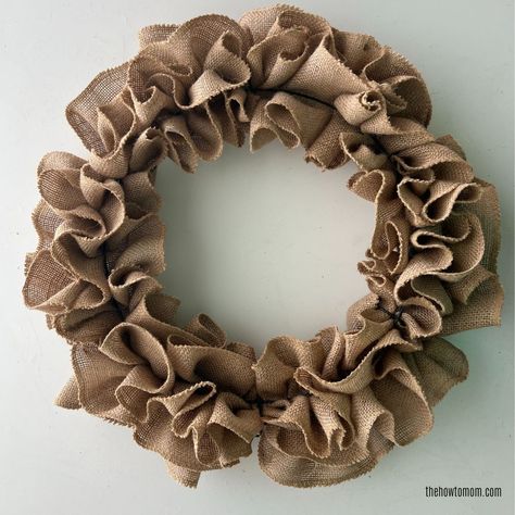 How to Make a Burlap Wreath - 3 Easy Styles! Burlap Ribbon Wreath Diy, Fall Wreaths With Burlap, How To Burlap Wreath, Burlap Ruffle Wreath Tutorial, Fall Wreaths For Front Door Burlap, Unique Bows For Wreaths, Burlap Mesh Wreaths Diy, How To Make A Burlap Wreath Step By Step, Burlap Ribbon Wreath Tutorial