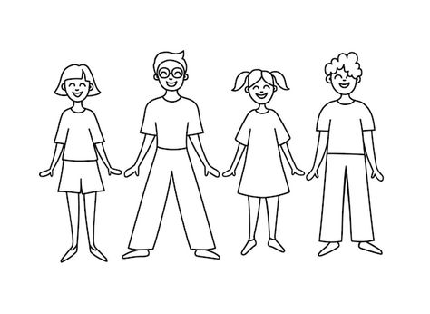 Friendly people holding hands drawing positive people in doodle style contoured friends People Holding Hands Drawing, Holding Hands Drawing, People Holding Hands, People Drawings, Hands Drawing, Doodle Style, Positive People, Drawing People, Premium Vector