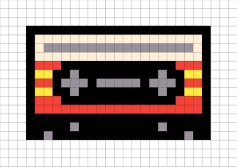 Cassette Cross Stitch, Cassette Tape Pixel Art, Music Pixel Art, Melt Beads, Melty Bead Patterns, Easy Pixel Art, Pixel Art Templates, Pixel Drawing, Music Cassette