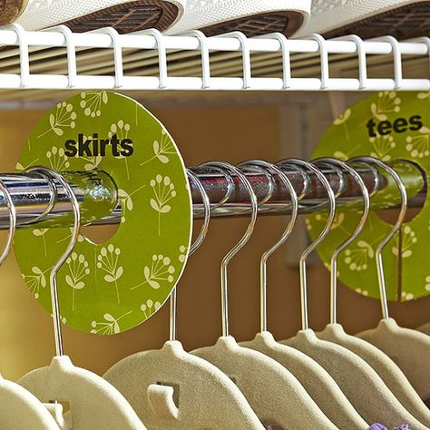 Clothing Dividers, Closet Dividers Diy, Clothes Dividers For Closet, Diy Clothes Dividers, Diy Closet Hanger Divider, Diy Clothing Size Dividers, Closet Hanger Connector, Craft Storage Drawers, Kids Clothes Storage