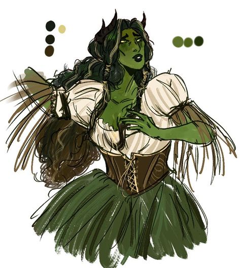 Green Teifling Female, Hexblood Dnd, Green Tiefling, Monster Forest, Pathfinder Character, Elves Fantasy, Dnd Ideas, Fantasy Races, Dungeons And Dragons Characters