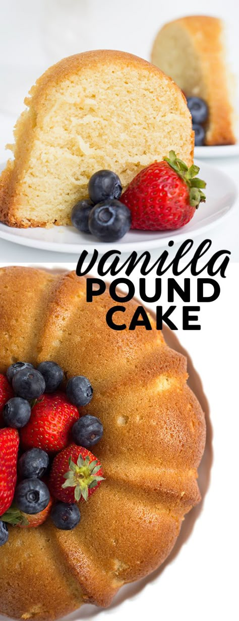 Vanilla Pound Cake Recipe, Buttery Pound Cake, Old Fashioned Pound Cake, Vanilla Pound Cake, Savory Baking, Pound Cake Recipe, Dessert Simple, Sweet Recipe, Pound Cakes