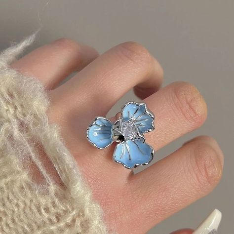 rosalie blooming iris ring 🔍SD2468135 Iris Ring, We Re Open, Iris Flower, Outfit Jewelry, Iris Flowers, Resin Flowers, Vibrant Blue, Jewelry Ring, Adjustable Ring