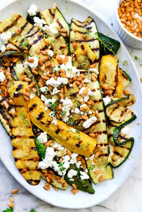 Zucchini With Goat Cheese, Vegan Grilling Recipes, Zucchini Dishes, Zucchini Side Dishes, Savory Sides, Keto Sides, Dinner Favorites, Vegan Grilling, Eating Healthier