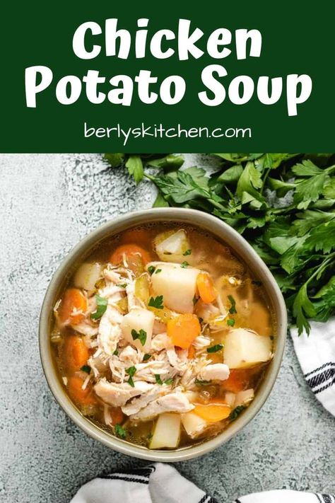 Potato Soup Without Milk, Potato Vegetable Soup, Chicken Potato Soup, Chicken And Potato, Chicken Potato, Carrots Celery, Potato Vegetable, Carrots And Potatoes, Diced Potatoes