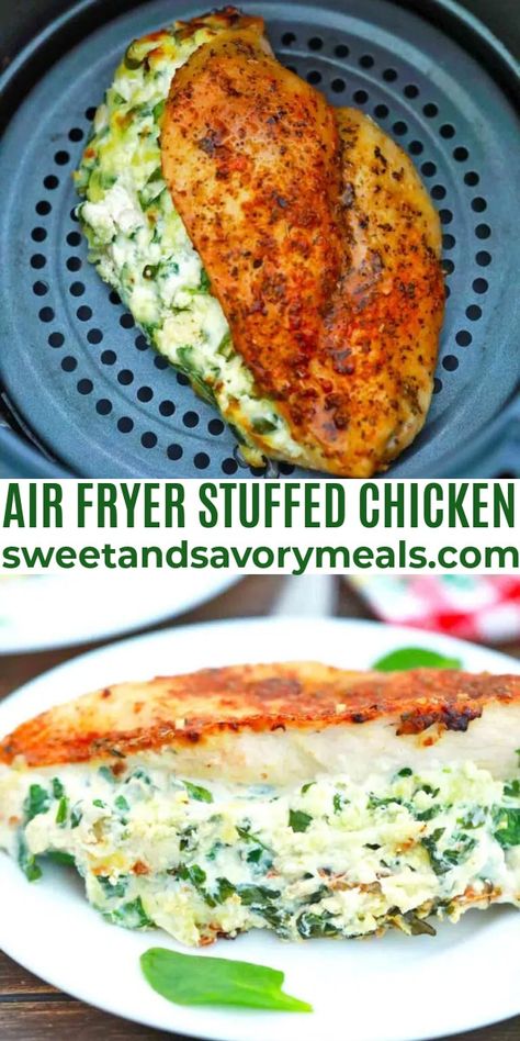 Air Fryer Recipes Stuffed Chicken, Airfryer Stuffed Chicken Breast, Air Fryer Stuffed Chicken Breast, Air Fryer Stuffed Chicken, Airfryer Chicken, Stuffed Chicken Breast, Chicken Ideas, Savory Meals, Airfryer Recipes