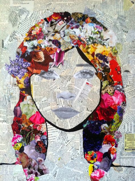 mixed media art Collage Art Ideas, Kunst Collages, Classe D'art, Journal D'art, Collage Portrait, Paper Art Projects, Newspaper Art, Collage Art Projects, Paper Collage Art