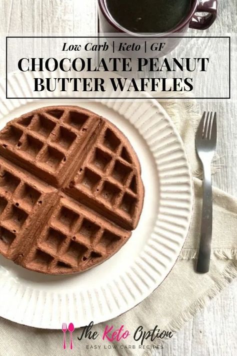 Keto Chocolate Peanut Butter Waffles Chocolate Peanut Butter Waffles, Guiltless Desserts, Sweet Chaffles, Starch Recipes, Peanut Butter Waffles, Breakfast Alternatives, Keto Waffles, Low Carb Waffles, Keto Chaffles