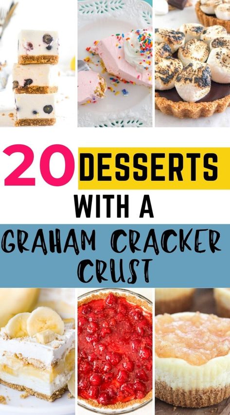 Desserts with a Graham Cracker Crust - Simple At Home Recipes Dessert Using Graham Cracker Crust, What To Make With Graham Cracker Crumbs, Crushed Graham Cracker Recipes, Grahman Crackers Dessert Recipe, Easy Desserts With Graham Cracker Crust, What To Make With Graham Crackers, Graham Crust Desserts, Grahman Crackers Desserts Easy, Graham Cracker Recipes Desserts Simple