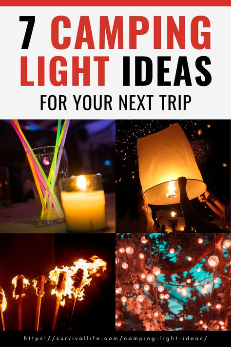 If you’re going on a camping trip, one of the most important things to bring is your camping light. While flashlights do just fine, there are other, more creative camping light ideas you can try for your next trip. #campinglight #camping #campingtip #survivaltip #survival #preparedness #survivallife Camping Lighting Ideas, Camping Lighting, Outdoor Camping Lighting Ideas, Camp Lighting Ideas, Camping Lights Ideas Campsite, Camping Lights Ideas, Fairy Lights Camping, Tent Camping String Lights, How To Pack Light For Camping