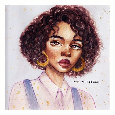 Curly Hair Watercolor, Hair Watercolor, Coily Hair, Watercolor Portrait, Sketchbook Art, Watercolour Tutorials, Short Curly Hair, Watercolor Portraits, Hair Dye