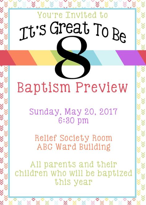 It's Great To Be 8, Lds Primary Presidency, Great To Be 8, Baptism Talk, Primary Presidency, Primary Program, Primary Songs, Lds Baptism, Primary Activities