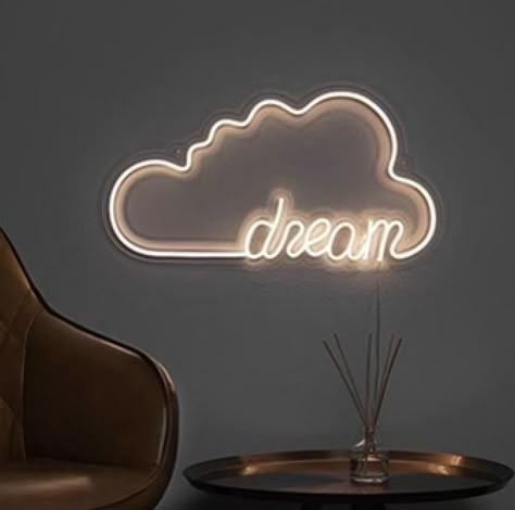 Cute Neon Signs, Light Up Cloud, Neon Signs For Bedroom, Signs For Bedroom, Bedroom Decor Aesthetic, Aesthetic Apps, Neon Lights Bedroom, Neon Light Art, Lamp Room