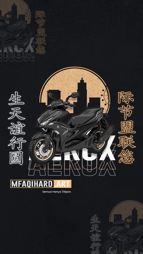 Aerox 155 Vector, Template Editing, Aerox 155, Motorcycle Illustration, Bike Poster, Toyota Hiace, Design Hack, Motorcycle Art, Graphic Tshirt Design