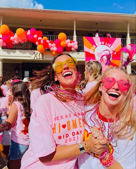 Smiley Face Bid Day Theme, Sunshine Sorority Theme, Disco Bid Day Theme Sorority, Pink And Orange Bid Day, Smiley Face Bid Day, Party Like Its Your Bid Day, Colorful Bid Day, Live Life In Color Bid Day, Preppy Sorority