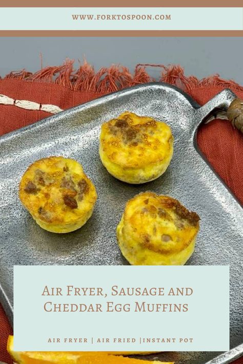 Air Fryer, Sausage and Cheddar Egg Muffins (KETO Friendly) Egg Bites Air Fryer, Egg Bites Recipes, Air Fryer Muffins, Cheddar Egg Muffins, Air Fryer Egg Bites, Egg Bites Starbucks, Eggs In Air Fryer, Sous Vide Eggs, Air Fryer Sausage