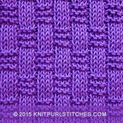 This simple pattern creates a woven looking fabric that’s very nice. It’s great for afghans, and sweaters. Purl Knitting, Baby Blanket Knitting Pattern Easy, Knit Purl Stitches, Knitting Squares, Knitting Stitch Patterns, Basketweave Stitch, Knitting Help, Knitting Stitches Tutorial, Blanket Knitting Pattern