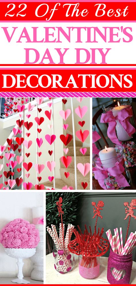 The best Valentine’s Day decorating ideas for every room! Get inspired to DIY with these simple Valentine’s Day crafts & DIY decorating projects that show you how to make Valentine’s Day decor on a budget! Whether you’re looking for romantic bedroom ideas, love letters, fabulous centerpieces, or wreaths this collection of Valentine’s Day DIY decor has you covered! #ValentinesDayDecorations Diy Valentine's Day Decorations, Newspaper Crafts, Simple Budget, Budget Friendly Decor, Easy Diy Gifts, Romantic Valentine, Simple Valentine, Heart Decorations, Valentines Day Decorations