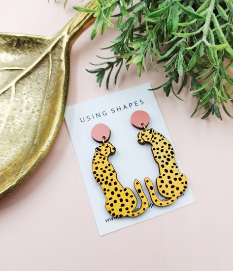 Earrings 2024, Leopard Earrings, Laser Cut Wood Earrings, Laser Cut Wood Crafts, Tree Lover, Small Makeup Bag, Wood Designs, Earrings Big, Shirt Art