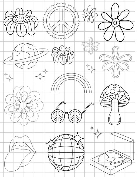 Hand Embroidery Groovy Pattern Printable PDF disco ball peace sign flower power Groovy Pattern, Pattern Printable, Embroidered Designs, Journaling Ideas, Disco Ball, Embroidery Pattern, Embroidered Design, Peace Sign, Journal Inspiration