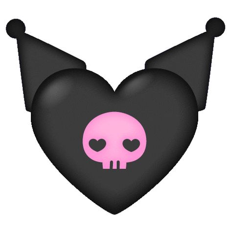 Kuromi Gif Png, Kuromi Gif, Kuromi Heart, Sanrio Heart, Kuromi Theme, Kuromi Aesthetic, Y2k Stickers, Dark Kawaii, Ios Emoji