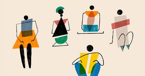 The Spirit of the Bauhaus on Behance Bauhaus Illustration Design, Minimalist Book Drawing, Bauhaus Animation, Abstract Character Design, Bauhaus Sculpture, Geometric Character Design, Minimalist Character Design, Bauhaus Illustration, Bauhaus Design Poster