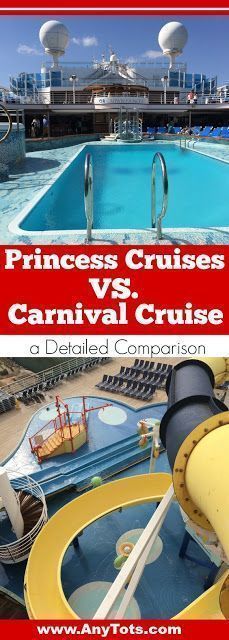 Princess VS Carnival: a detailed comparison of Princess Cruises versus Carnival Cruise. From cruise has better food, cruise with better room, cruise with better entertainment and activities, which cruise is newer and everything you can think of. Check our Carnival VS Princess cruise post on the blog, http://www.anytots.com. Other cruise tips included. Sky Princess Cruise Ship, Sky Princess, Lux Travel, Cruise Hacks, Cruise Packing Tips, Princess Cruise Lines, Adventurous Travel, Cruise Essentials, Packing List For Cruise