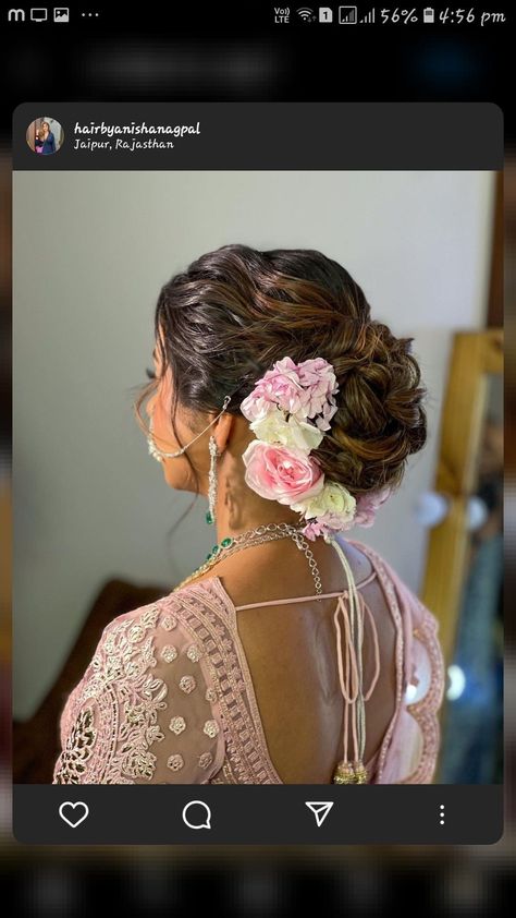 Bridal Floral Bun, Engagement Hairdo, Bun Hairdo, Floral Bun, Hairstyle For Work, Rose Bun, Bun Look, Mom Bun, Flower Bun