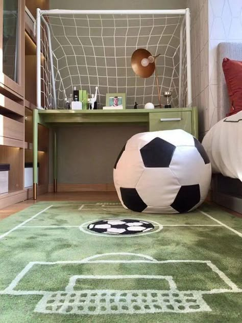 (ad) Bedroom ideas  designs to decorate and furnish your ... Football Bedroom Design, Football Theme Bedroom Boys, Football Theme Bedroom Ideas, Boys Room Football Theme, Soccer Bedroom Ideas For Boys, Football Interior Design, Boys Soccer Bedroom Ideas, Boys Bedroom Ideas Football, Boy Football Bedroom