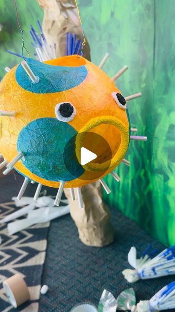 Diy Puffer Fish, Tissue Paper Sea Creatures, Paper Mache Under The Sea, Fish Paper Lantern, Paper Mache Puffer Fish, Paper Mache Fish, Paper Mache Balloon, Shark Bedroom, Fish Lanterns