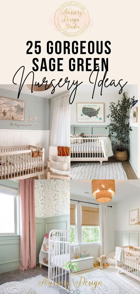 Relaxing Nursery Ideas, Not Girly Nursery, Sage Nursery Decor, Nursery Paint Ideas Neutral, Pink White And Sage Nursery, Light Pink And Sage Nursery, Botanical Themed Nursery, 2023 Nursery Colors, Rose And Sage Nursery