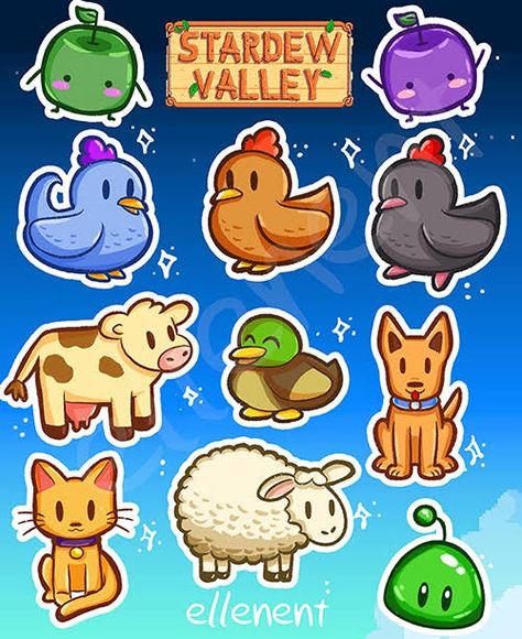 Stardew Valley Farms, Plant Journal, Cute Doodle Art, Stardew Valley, Journal Doodles, Cute Doodles, Printable Stickers, Doodle Art, Paper Dolls