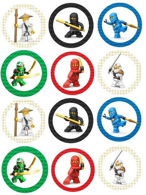 Lego Ninjago Printables, Lego Ninjago Cupcakes, Ninja Go Party Ideas, Ninjago Topper, Ninjago Cupcake Toppers, Ninjago Party Ideas, Ninjago Printable, Ninjago Cupcakes, Lego Ninjago Birthday Party