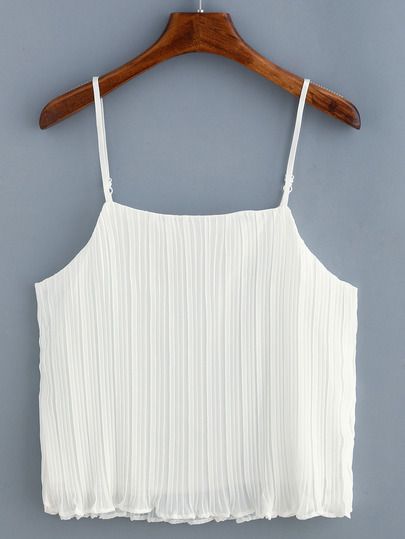 Pleated Chiffon Cami Top. Chiffon Cami Tops, Pleated Chiffon, Women Tank Tops, Top Crop, Kawaii Clothes, Short Shirts, Tank Top Cami, Cami Top, Summer Top