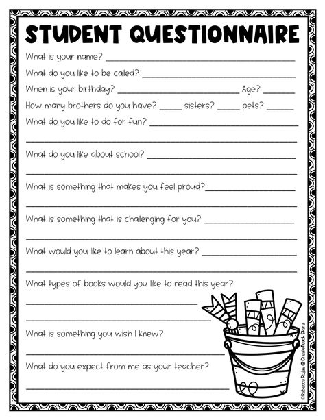 Student Questionnaire Freebie.pdf - Google Drive Get To Know Me Student Worksheet, About Me Worksheet High School, Student Questionnaire Elementary, Get To Know The Students Worksheet, Get To Know Students Questionnaire, All About Me Student Worksheet, Student Introduction Sheet, Back To School Worksheets 5th Grade, First Class Ideas Teachers