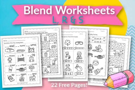 L, R & S Beginning Blend Worksheets - Free Word Work Long U Worksheets, Consonant Blends Activities, Vowel Teams Worksheets, Ending Blends, Vowel Team Words, Consonant Blends Worksheets, Magic E Words, Digraphs Worksheets, Blends Activities