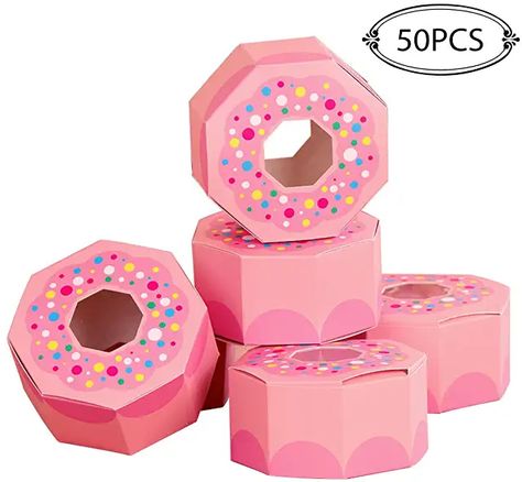 Donut Party Supplies, Donut Theme Party, Wedding Favor Gift Boxes, Pink Doughnuts, Pink Party Supplies, Hexagon Box, Baby Shower Gift Box, Donut Box, Wedding Favors And Gifts