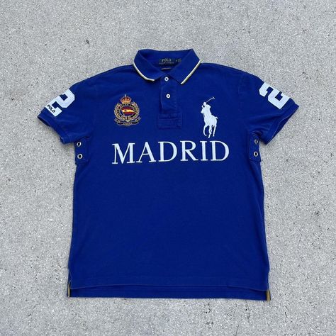 Polo Ralph Lauren Madrid Spain Big Pony Custom Slim... - Depop Chief Keef Polo, Fine Shyt, Estilo Swag, Polo Shirt Design, Guys Fashion, Chief Keef, Ronaldo Cr7, Money Talks, Jesus Shirts