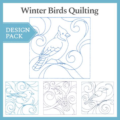 A Winter Birds Quilting Design Pack - XXL design (X13803) from www.Emblibrary.com Library Embroidery, Winter Birds, Bird Designs, Winter Bird, Embroidery Library, Stippling, Quilting Ideas, Bird Design, Flowers Nature