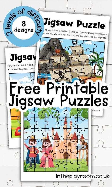 16 Free Printable Jigsaw Puzzles for Kids - In The Playroom 6 Piece Puzzle Template Free Printable, Puzzle Activity For Kids, Puzzle For Kids Preschool, Preschool Puzzles Free Printable, Puzzle Template Free Printable, Preschool Puzzles, Printable Puzzles For Kids, Free Printable Puzzles, Jigsaw Puzzle