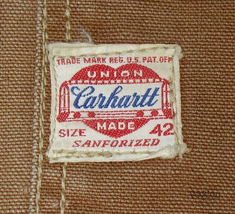 1940s Carhartt chore coat size 42 | Ragtop Vintage Clothing American Vintage Clothing, Logo Maker Free, Clothing Labels Design, Classic Branding, Etiquette Vintage, Clothing Brand Logos, Vintage Cloth, Vintage Logo Design, Chore Jacket