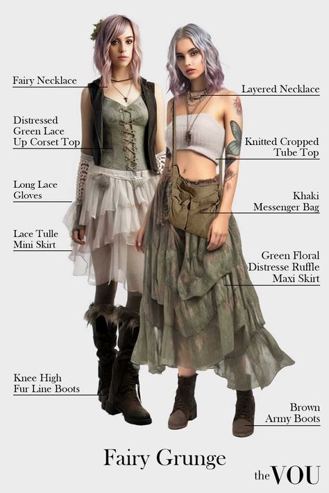 Faecore Aesthetic Outfits, Punk Fairy Outfit, Fairy Everyday Outfit, Fairy Punk Outfits, Fairy Boho Outfits, Fairygrunge Aesthetic Outfits, Dark Fairy Fashion, Boho Fairy Outfit, Fairy Grunge Outfit Summer