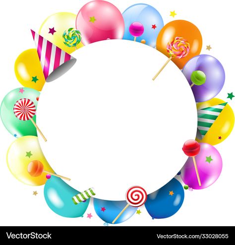 Free Birthday Banner, Balloons White, Circle Borders, Xmas Wallpaper, Display Boards, Colorful Balloons, Colourful Balloons, Frame Template, Display Board