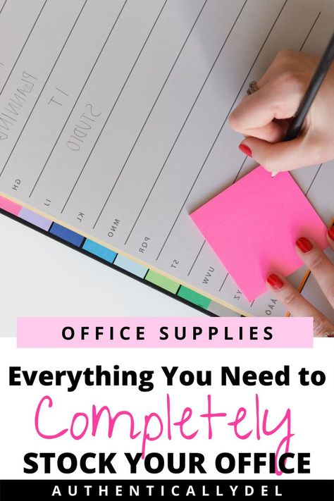 office supplies list printable Must Have Office Supplies, Home Office Checklist, School Secretary Office Organization, Office Must Haves, Desk Checklist, Office Stockings, School Secretary Office, Graphic Designer Office, Office Supplies Checklist