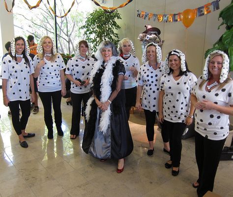 Fun! Diy Dalmatian Costume For Women, Dalmatian Costume Women's, Dalmation Costume Women, Office Halloween Costume Group, Diy Dalmation Costume Women, Adult Dalmation Costume Diy, Diy Dalmatian Costume, 101 Dalmations Costume, The Office Costumes