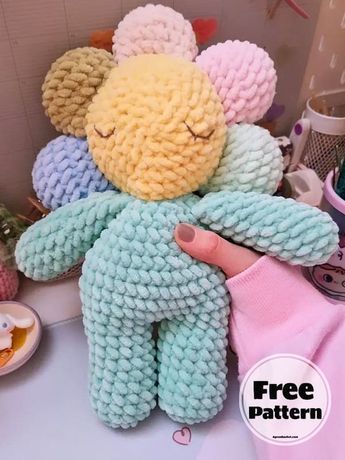 Daisy Crochet Amigurumi Doll Free PDF Pattern 1 Hour Crochet Projects Amigurumi, Crochet Patterns For Beginners Amigurumi, Crochet Plush Pattern Free Easy, One Color Amigurumi, Crochet Stuff To Sell Ideas, Baby Doll Crochet Pattern Free, Crochet Patterns Amigurumi Animals, Chunky Crochet Amigurumi, Crochet Flower Doll Free Pattern