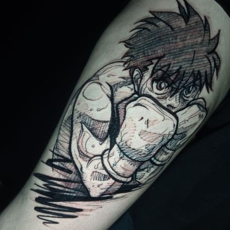 Tattoo, tatuagem Anime Mashup Tattoo, Hajime No Ippo Tattoo, Hajime No Ippo Art, Ippo Wallpaper, Viking Tattoos For Men, Really Bad Tattoos, Left Arm Tattoos, Vegeta Goku, Hajime No Ippo