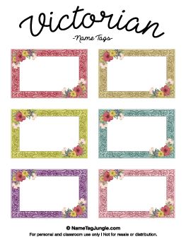 Victorian Name Tags Victorian Names, Name Tag Templates, Baby Photo Frames, Create Labels, Tag Templates, Kids Valentines, Valentines Ideas, Tag Print, Tag Template