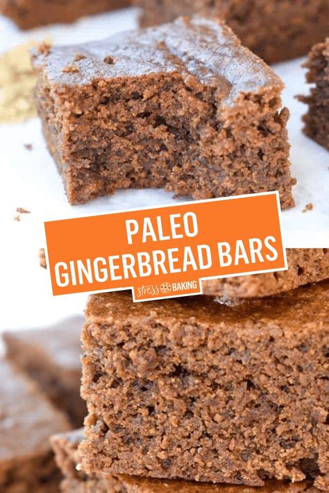 Christmas Paleo Recipes, Paleo Christmas Breakfast, Qi Stagnation, Paleo Deserts, Gingerbread Bars, Paleo Gingerbread, Healthy Bakes, Paleo Christmas, Paleo Bars